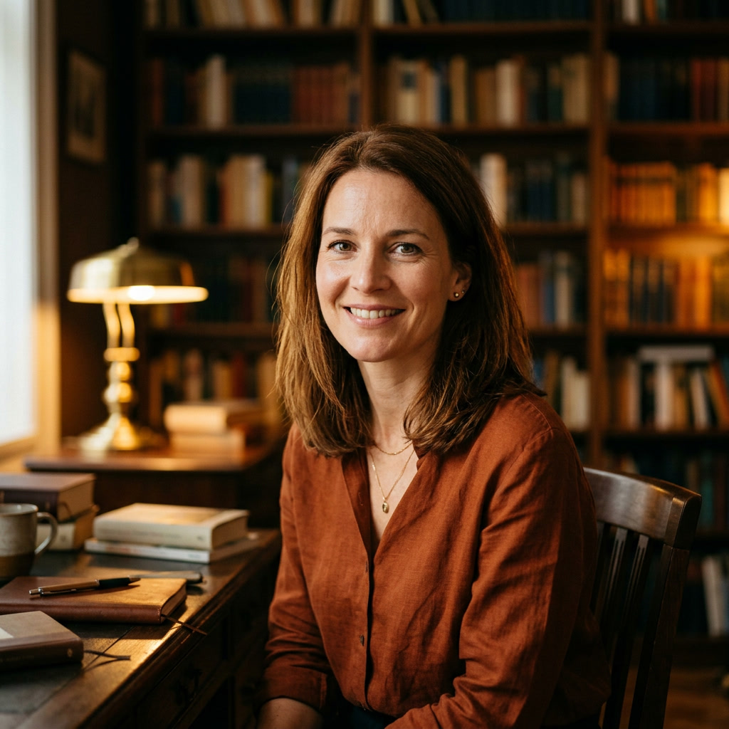 Magdalena Reiter, Redaktionsleiterin der Wortwerkstatt, in ihrem Wiener Arbeitszimmer